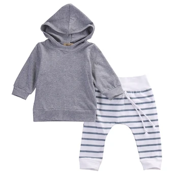 

2PCS Newborn Baby Girls Boys Clothes Hooded Tops Sweatshirts Tops Hoodies Pant Set Casual Clothing Kid Outfits