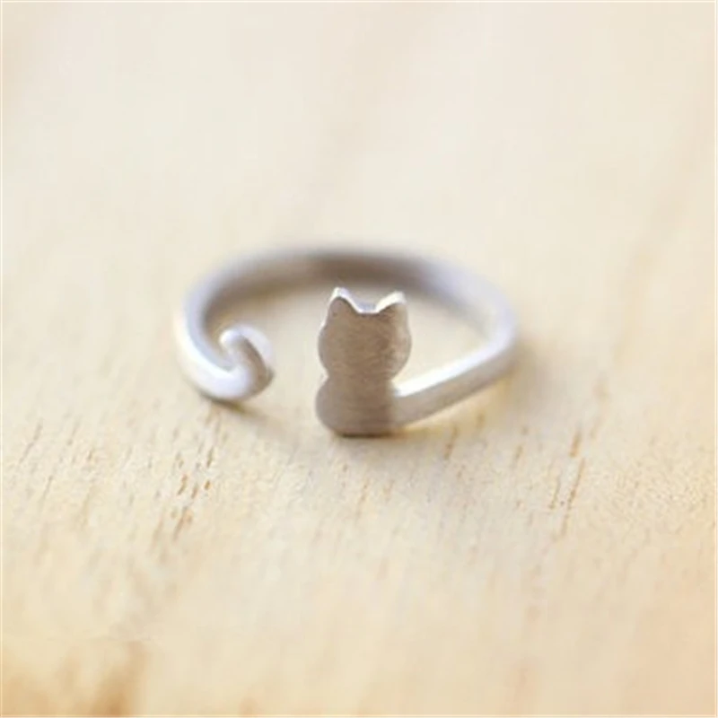 

Simple Design Cat Animal Ring Jewelry.Cute Tiny Kitty Ring.Gold/Silver Plated Female Ring
