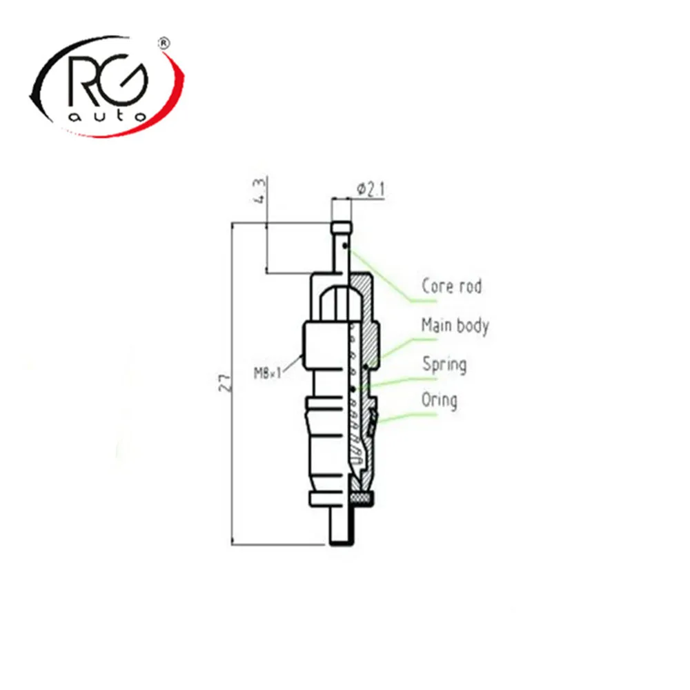 M8*1 27mm HNBR R12 R134a Car Air-Conditioning Copper Valve Core High Side For BMW Benz Stem Needle