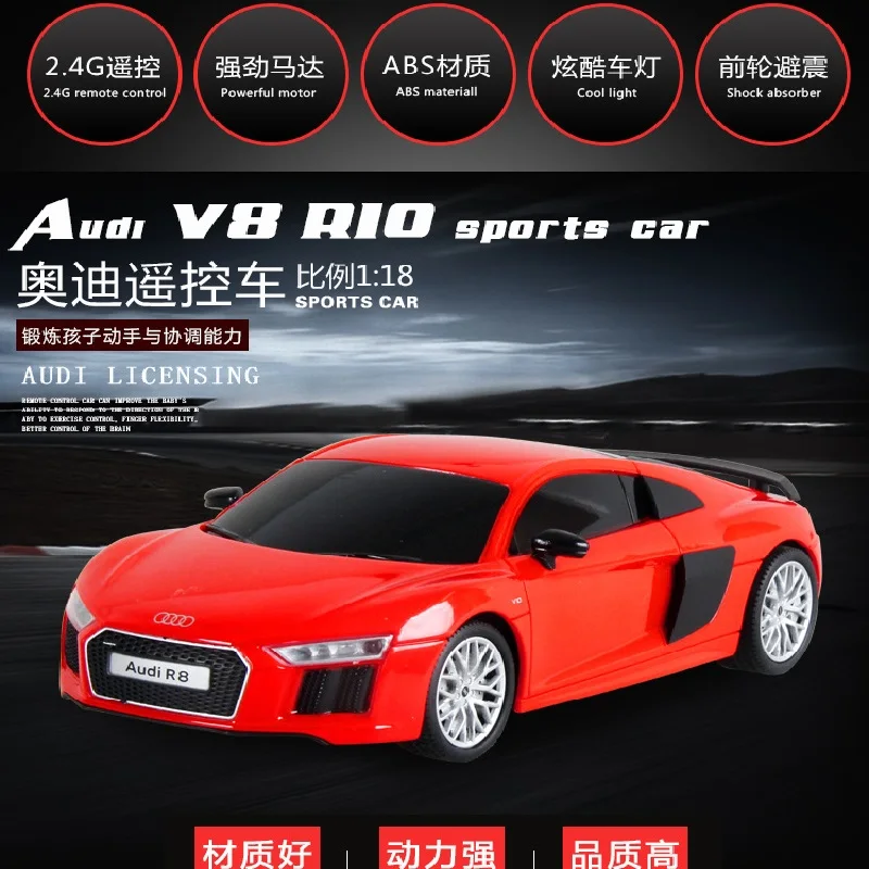 1:18 2,4G Audi R8 V10 GT высокоскоростная Радиоуправляемая машина, игрушка, высокая моделирования, устойчивая к падению, детская машина