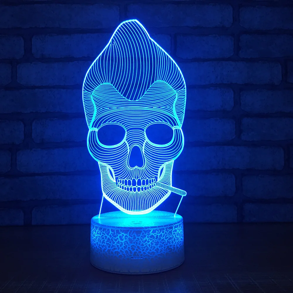 Crake White Base Monkey Skeleton Skull 7 Colors Burst Led Night Lamp for Kids Touch USB Table Baby Sleeping Nightlight Drop Ship | Освещение