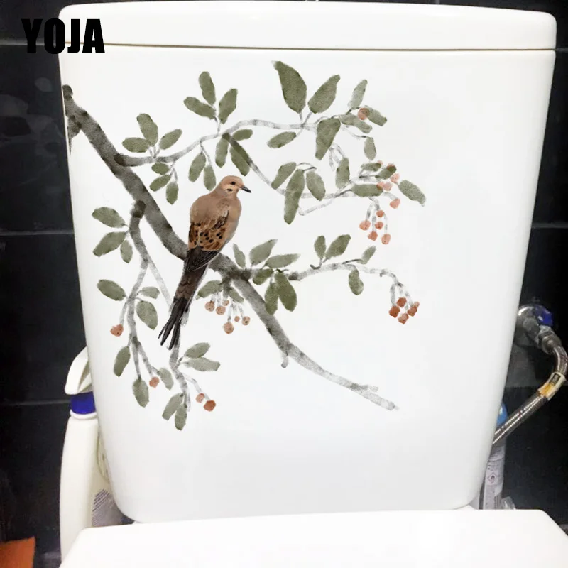 

YOJA 22.1X23.5CM Brown Bird Crane Branch Home Wall Sticker Classic Bathroom Toilet Decor T1-1262