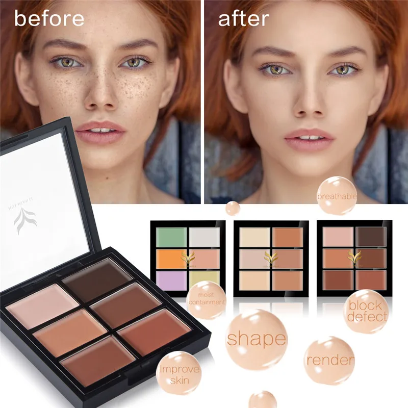 

6 Colors Makeup Concealer Brighten and Whiten Face Skin to Remove Freckle and Blemish