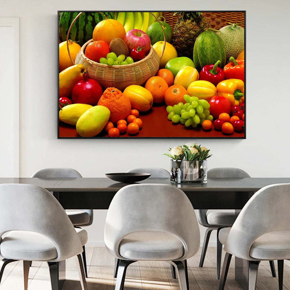 

A Variety Of Fruits Canas Art Pictures For Kitchen Room Wall Posters And Prints Kitchen theme Canvas Art Prints Wall Art Decor