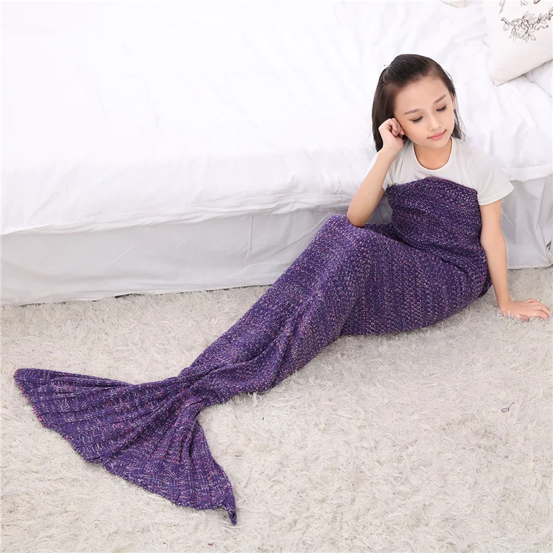 

Soft Handmade Mermaid Tail Fleece Blanket Lap Throw Bed Wrap Fin Warm Cocoon Costume Girls Kids Children Sleeping Bag