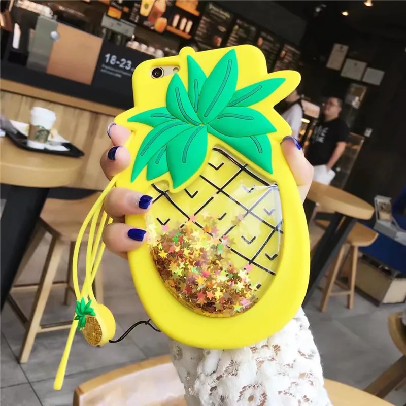 

3D Pineapple Liquid Quicksand Phone Case for OPPO R9 R9s R11 R11s Plus R15 Pro R17 A39 A57 A59 A73 A75 A77 A79 A83 Silicon Cover