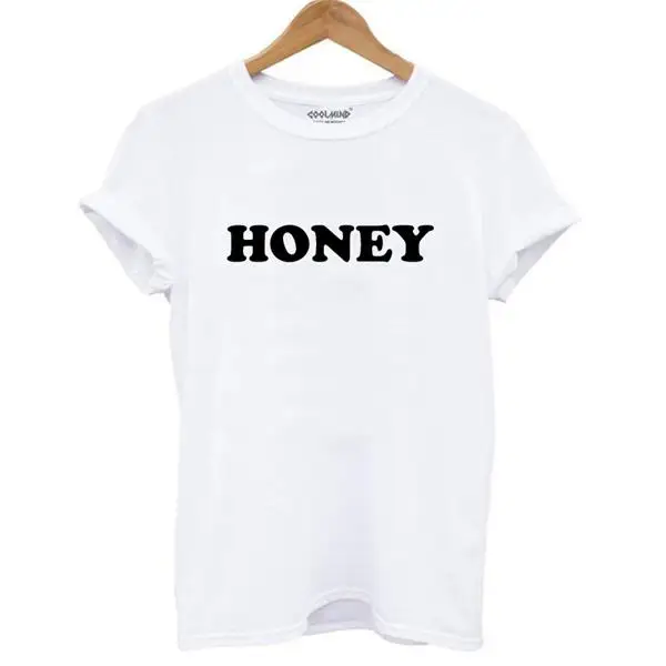 COOLMIND WR0411B хлопковая футболка с коротким рукавом женская модная футболка с круглым вырезом и медовым принтом женская летняя футболка