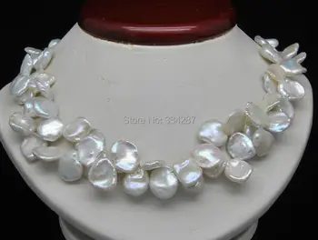 

Double strand Natural Shape 7-9MM White Keshi-pearl necklace 18"long