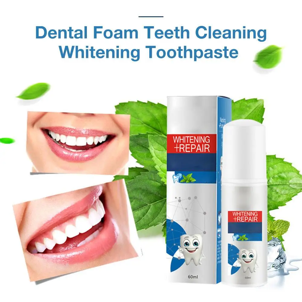 

60ml Mousse Toothpaste Whitening Teeth Refreshing Mint Mousse Foam Toothpaste Remove Bad Breath Household Daily Necessities