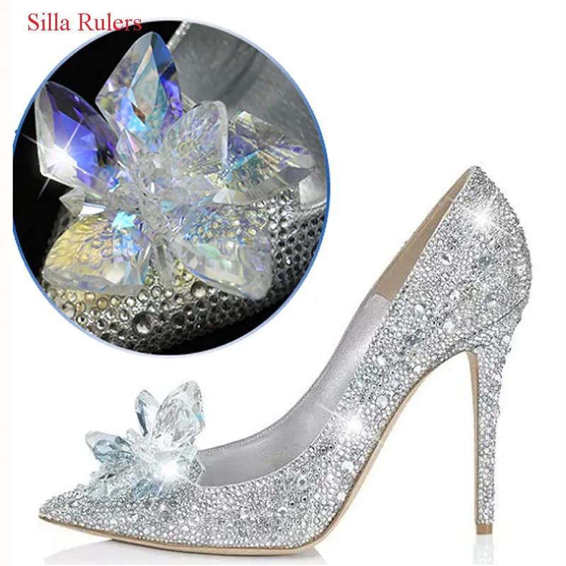 New Gold Cinderella Crystal Shoes Woman Stiletto High Heels Women Pumps ...