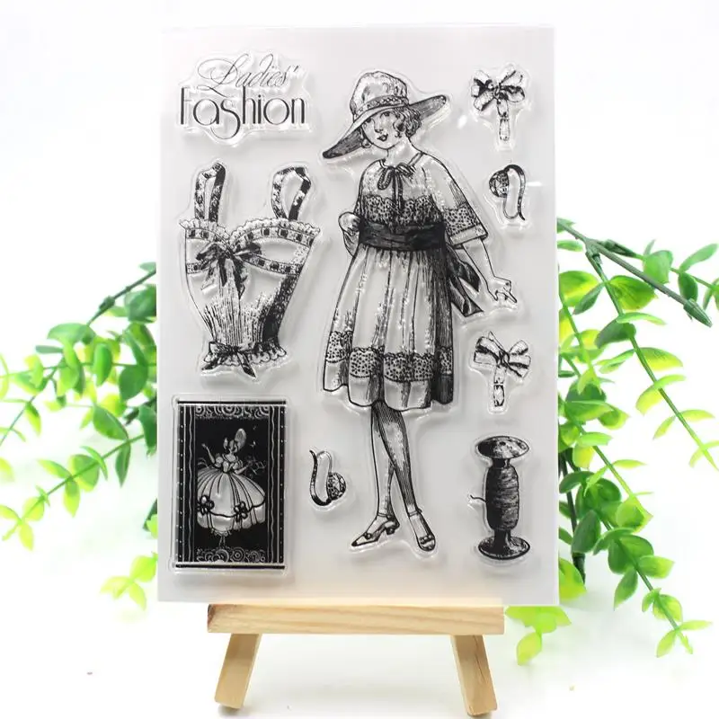 

KSCRAFT Retro Woman Transparent Clear Silicone Stamps for DIY Scrapbooking/Card Making/Kids Fun Decoration Supplies M03