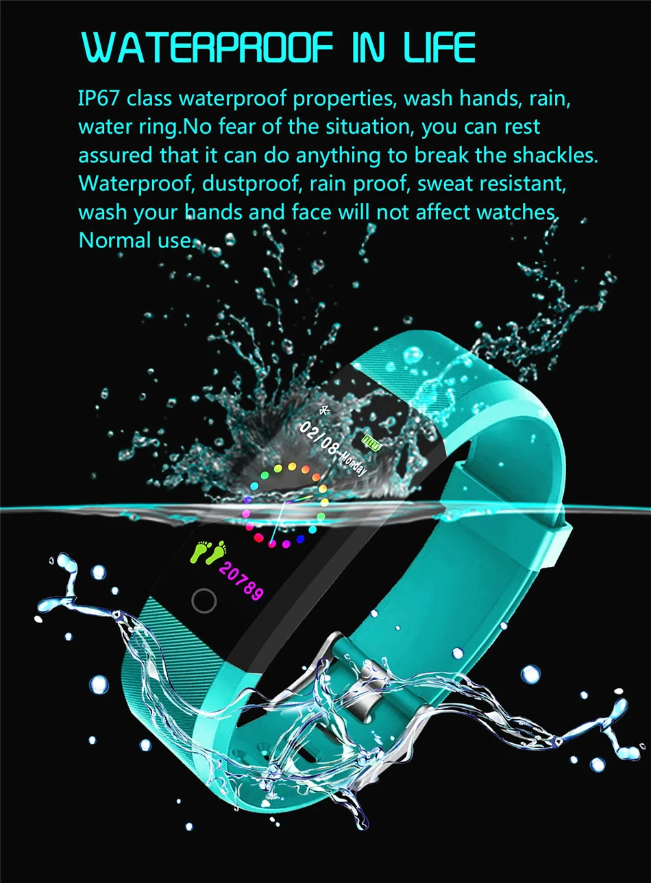 Fitness Tracker bracelet pressure measurement pedometer Smart band Heart rate monitor IP68 Waterproof smartwatch For Android ios xiaomi band 03