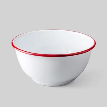 

Japanese Classic Red Edge Enamel Bowl Thick Watermelon Bowl