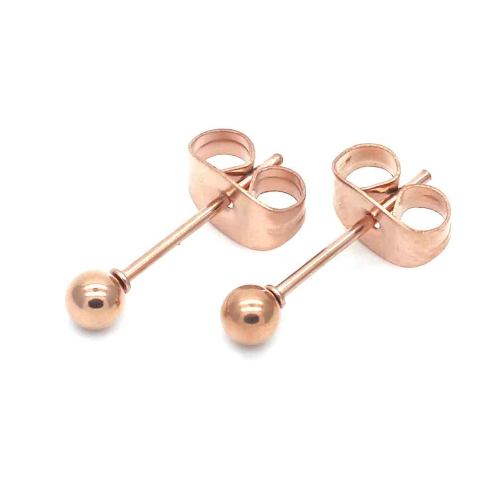 DOUBLEHEE Korean Style Brief Rose Gold Round Ball Stud Earrings 316L Titanium Steel No Fade Allergy Suit For Women Men | Украшения и