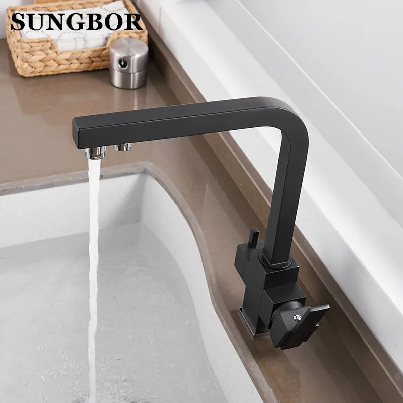 Luxury Chrome Brass Pure Water Kitchen Faucet Dual Handle Hot and Cold Drinking Water 3-way Filter Kitchen Mixer Taps CF-0179L Luxury Chrome Brass Pure Water Kitchen Faucet Dual Handle Hot and Cold Drinking Water 3-way Filter Kitchen Mixer Taps CF-0179L