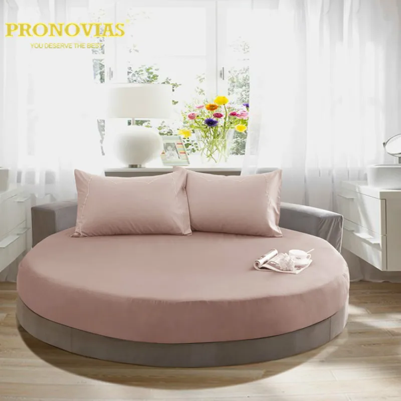 3 pieces 100 cotton solid round fitted sheet set round bed sheet round sheet set