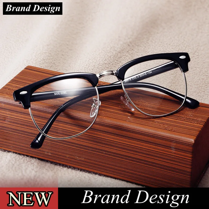 

2018 Classic Rivet Half Frames Eyeglasses Vintage Retro Eye Glasses Frame Men Women Clear Spectacle Frame Eyewear oculos de grau