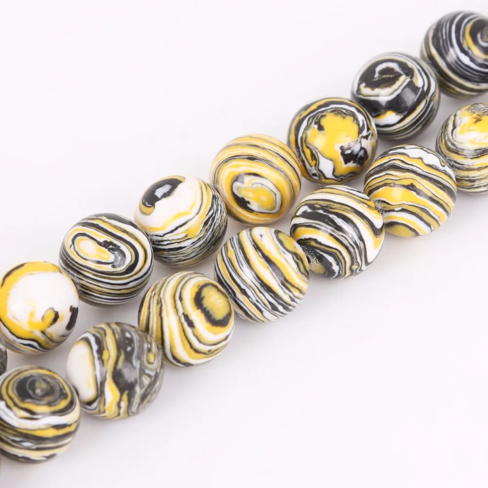 New Fashion Synthetic Malachite 38cm/Str Hole Dia 1mm Round Beads Of Synthetic Color For jewelry Accessories
