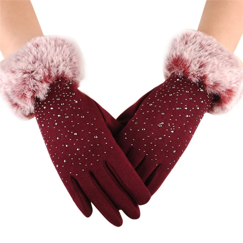 

tactical gloves winter women fashion 1 Pair Men Touch creen Warm Full Finger With Diamond Writ Mitten Windproof PSEPO2
