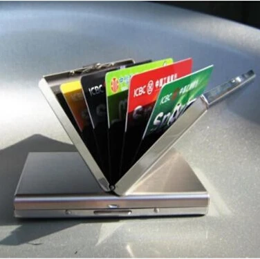 1PC Women Men Mini Wallet Pocket Case Box Money Bags Silver  Stainless Steel Men ID Credit Card Holder
