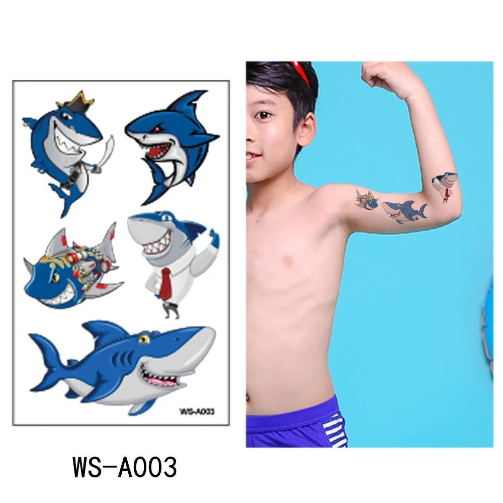 Glaryyears 1 лист Акула для временного макияжа татуировки наклейки синие поддельные тату флеш-тату водонепроницаемые маленькие боди-арт для мужчин, женщин и детей - Цвет: WS-A003