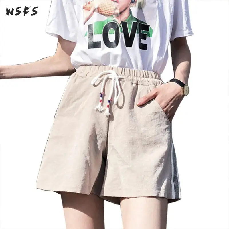 

Hot Ladies Shorts Womens Summer Sport Shorts Ladies Drawstring Short Trousers Black Blue Pink Loose Womens High Waist Trouser