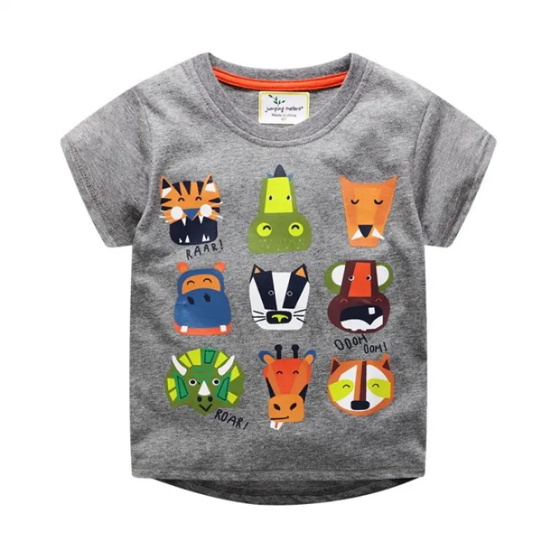 

Cartoon Boys T shirt New Summer Baby Boys Cotton Top Tees Kids Summer Clothes Cute Animals Appliques Children Clothes