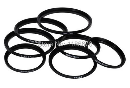 9 шт. 72 мм до 52mm 55mm 58mm 62mm 67mm 74mm 77mm 82mm 52 55 58 62 67 74 77 82 повышающее кольцо для фильтра