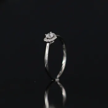 

LASAMERO 0.166 CT FG/VS Round Cut Heart Shape Natural Diamond Ring For Women 18k White Gold Certified Engagement Wedding Ring