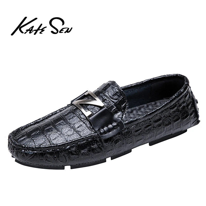 

KATESEN fashion men's shoes leather casual loafers comfortable non-slip driving shoes soft breathable lightweight men's shoes