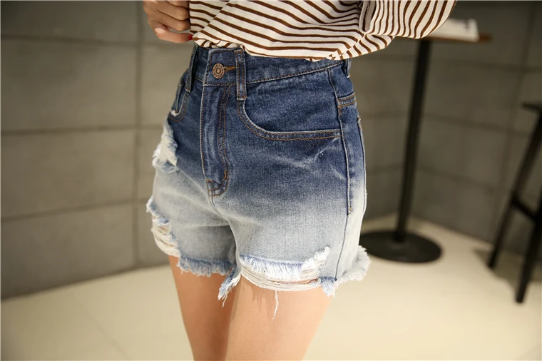 RUGOD джинсовые шорты для женщин отверстие кисточкой Высокая талия удлиненные шорты плюс размеры Новое поступление модные женские повседн