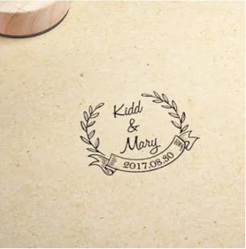 Personalized name and date Custom wooden Diamete 4.7cm stamp seal for Invitation stationery wedding - 33031137898