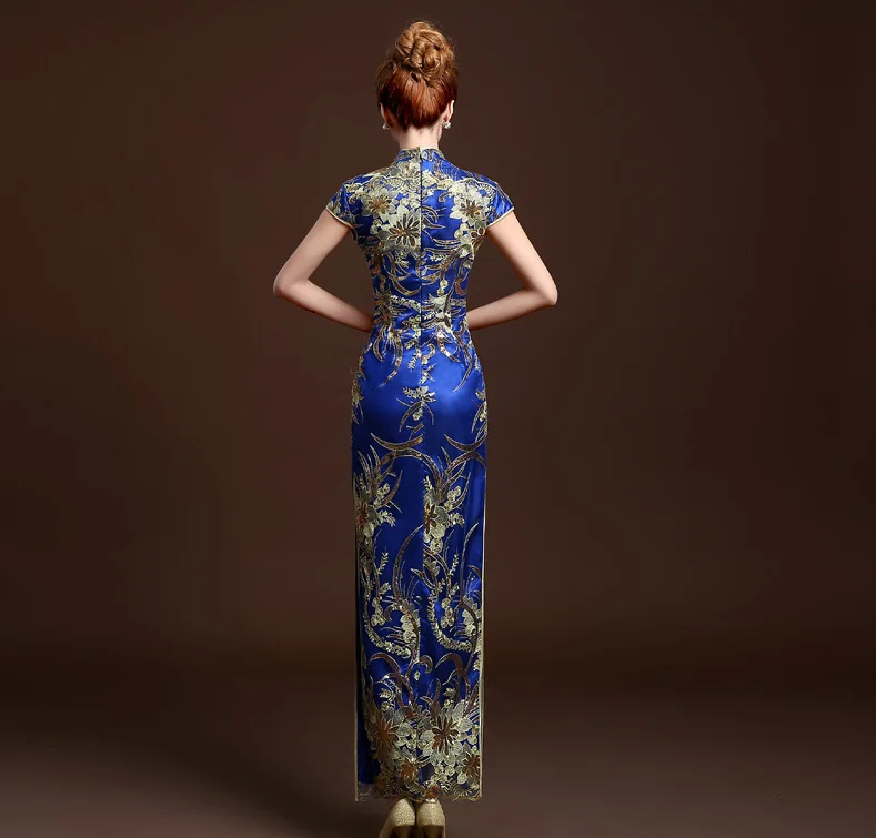 4 цвета модные красные Кружево невесты Свадебные Qipao Длинные Cheongsam китайское традиционное платье Тонкий ретро Qi Pao для женщин под старину