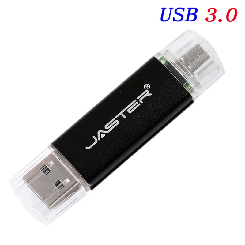 JASTER Высокоскоростной USB 3,0 OTG USB флэш-накопитель для смартфонов/планшетов/ПК Пользовательский логотип ручка-накопитель USB флешка U диск внешний накопитель - Цвет: Black