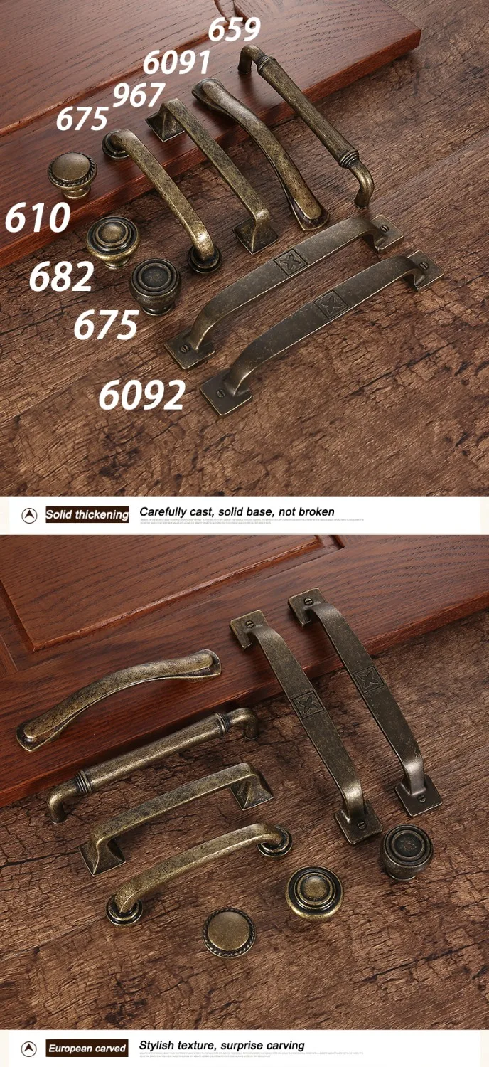 AOBT Retro Metal Antique Brass 96mm 128mm Kitchen Cabinet Door Handle Furniture Drawer Knobs Wardrobe Cupboard Pulls Handles 610