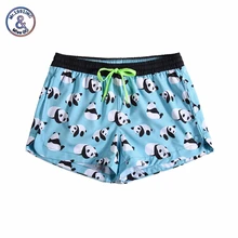 Women Summer Shorts Casual Drawstring Waistband Panda print Beach Style Swim Pool with Pocket Loose Female Shorts boys tiger print vest with ornate print drawstring shorts
