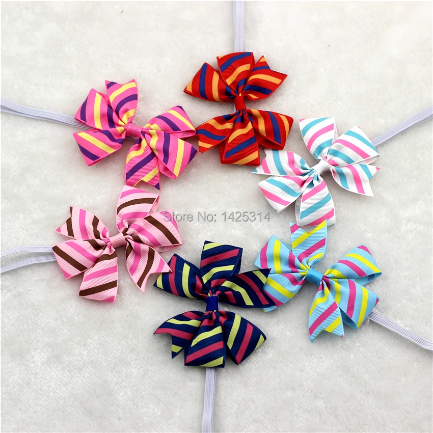 Buy Striped Grosgrain Ribbon Bow with elastic headband Baby girls Hair