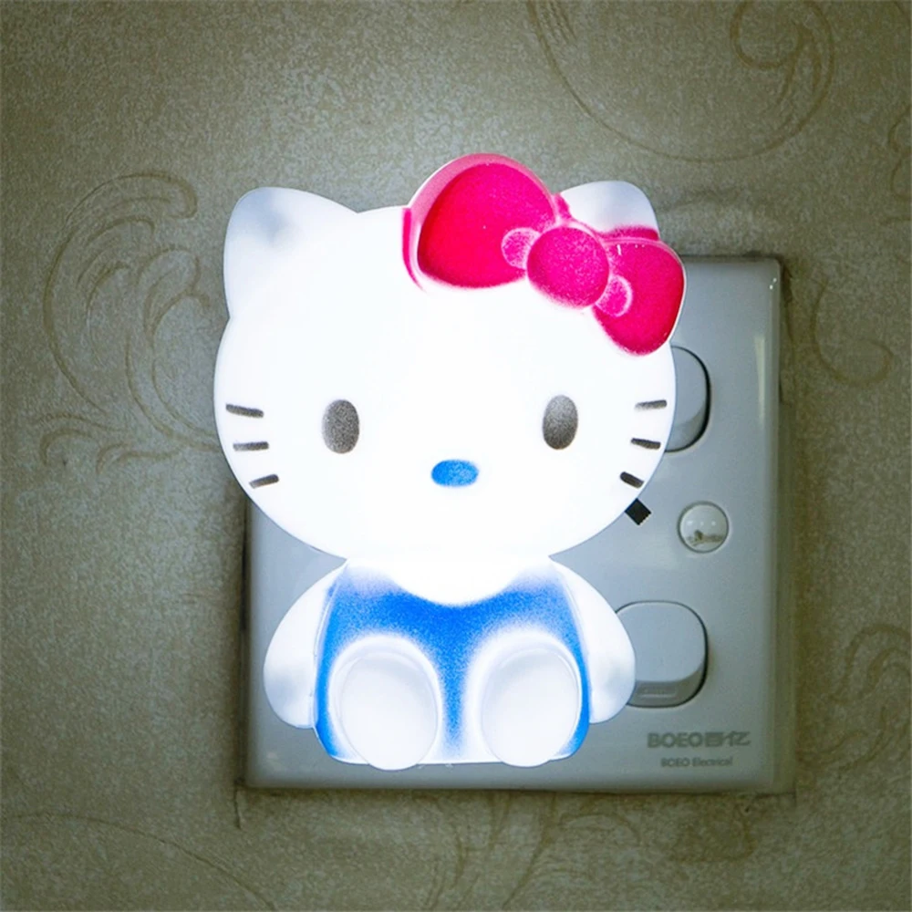 Рисунок «Hello Kitty» светодиодный ночной Светильник принт мульташной Минни AC110V-220V Ночной светильник с США/ЕС штекер подарок для малыша/Детские пижамы для малышей и детей Спальня прикроватная лампа