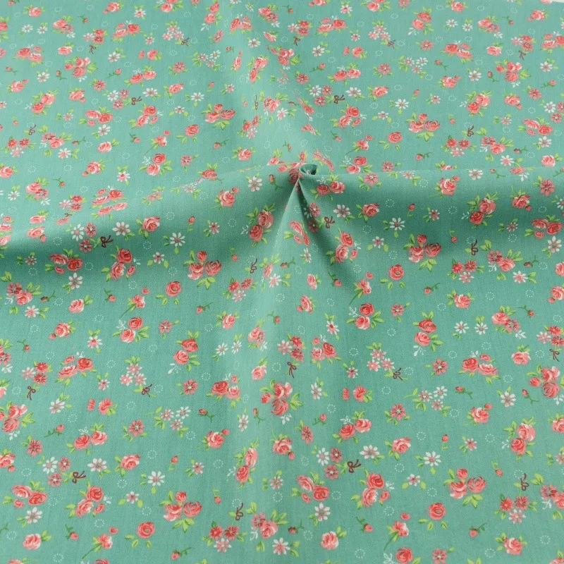 Cotton Fabric Green Flower Patchwork Teramila Fabrics Quilting Doll Sewing Cloth Cover Home Textile Decoration Bedding Clothing