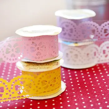 

Romatic Lovely Lace Decorative Roll Washi Paper Tape Decorative Sticky Masking Self DIY Scrapbooking Adhesive Tape