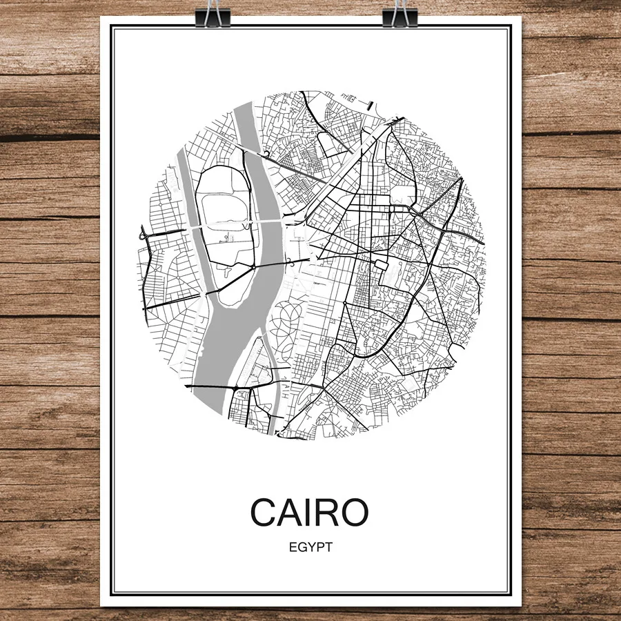 Le Caire Egypte Celebre Monde Ville Rue Carte Imprimer Affiche Moderne Abstrait Papier Enduit Cafe Salon Decoration De La Maison Autocollant Mural Aliexpress
