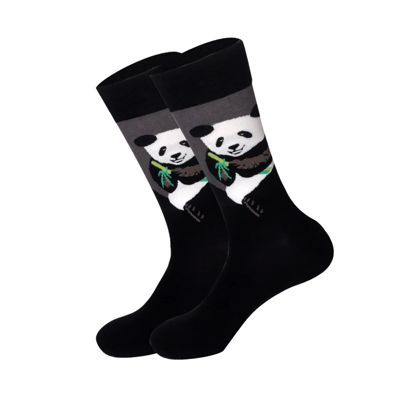 Panda D Новинка, мужские носки для скейтборда в стиле хип-хоп, сумасшедшие животные, собаки, кошки, Ленивцы, панды, фирменный дизайн, Happy Calcetines Long - Цвет: Panda D