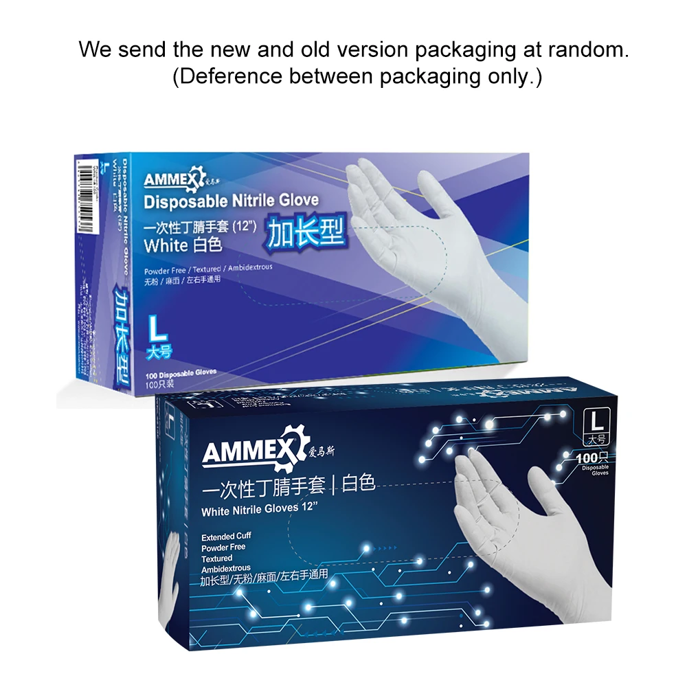 AMMEX 100 шт одноразовые перчатки 12 дюймов толстые нитриловые перчатки для еда домашнего приготовления лабораторное очищающее использование
