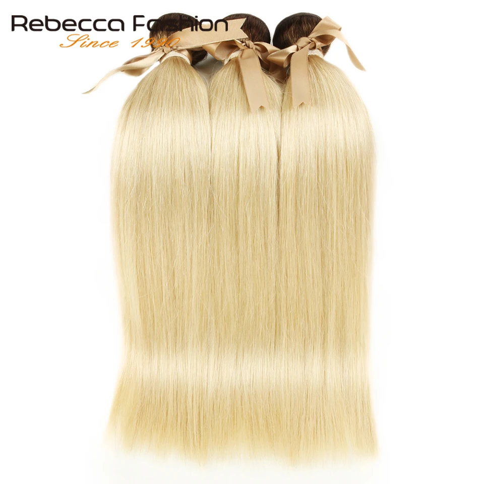 

Rebecca Ombre Blonde Bundles Peruvian Straight Remy Human Hair Brown Roots 1/3/4 T4/613 Honey Blonde Bundles 10 to 26 Inches