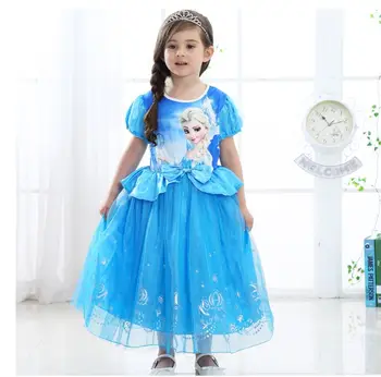 

Girls Pretty Dress The Frozen Elsa Princess Dresses Christmas Evening Girl Party Custome dress 4-9Y