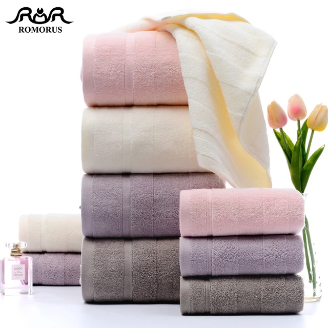 ROMORUS Super Absorbent Towel Set 100% Premium Cotton Large Bath Towel and Small Face Hand Towel for Adults Soft Towels Bathroom