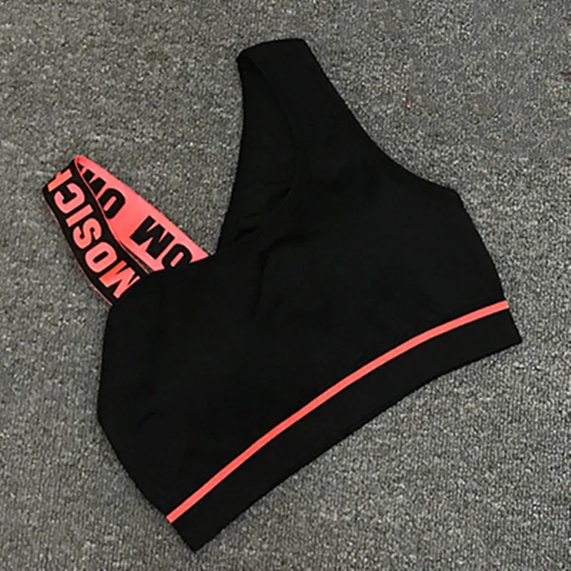 New Letter Cut Out Sports Bra Women Fitness Yoga Push up Gym Padded Sports Top Athletic Sexy Workout Running Clothing P165