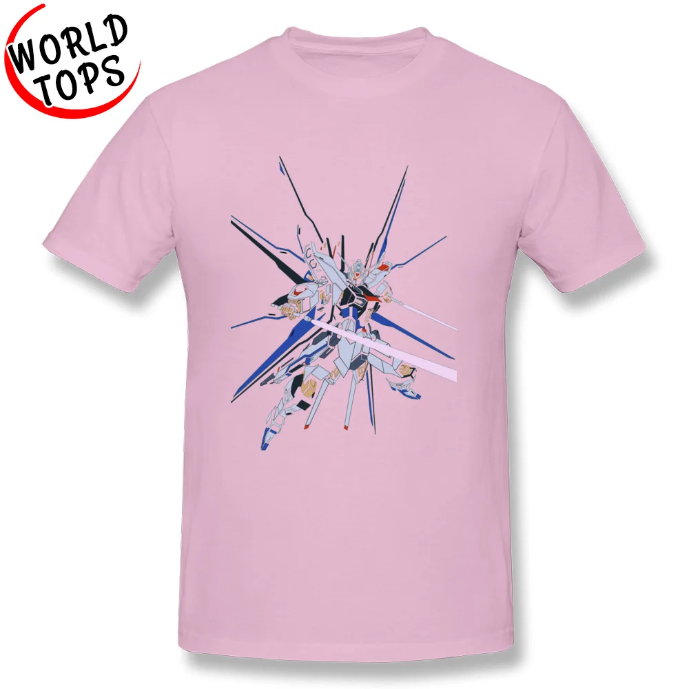 Strike Freedom Gundam Seed 11845 Short Sleeve Tops T Shirt Round Neck 100% Cotton Men Top T-shirts Printed Sweatshirts Funny Strike Freedom Gundam Seed 11845 pink