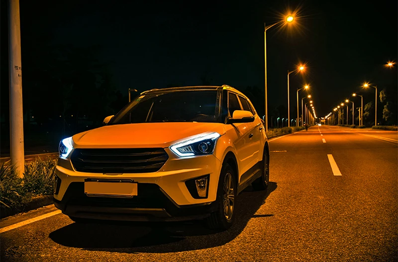 2 шт. фары для hyundai Creta светодиодный фонарь IX25 светодиодный фонарь дневного света светодиодный DRL Биксенон HID
