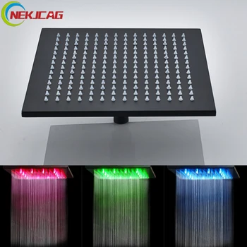 

ORB Black Shower Head Faucet LED Rainfall Shower Faucet Head Square Shower Head 8-20" Multi-sized Shower Head